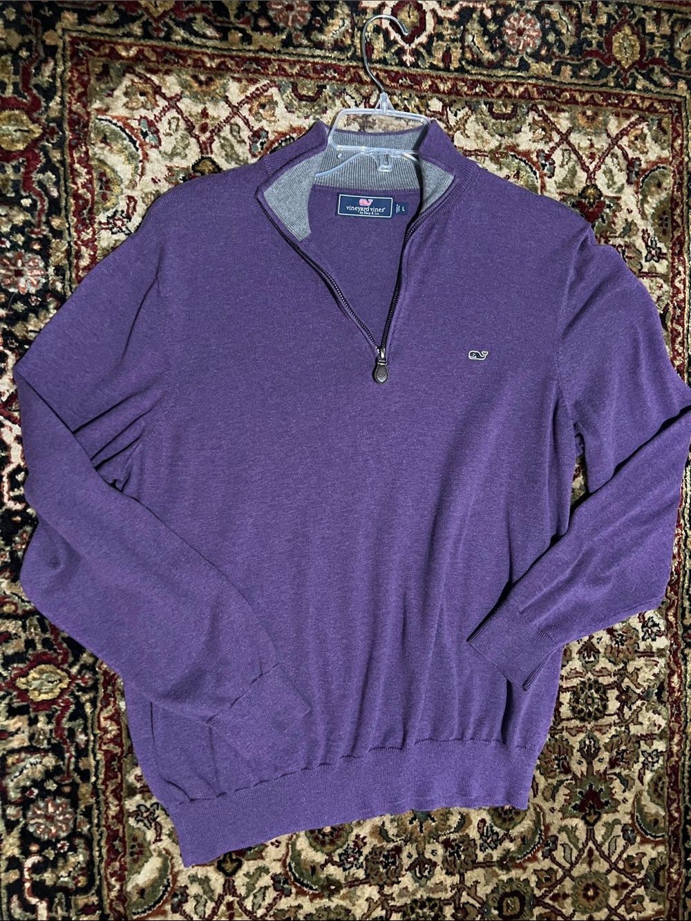 Vineyard Vines Men's Deep Purple Quarter-Zip Sweater Size Large